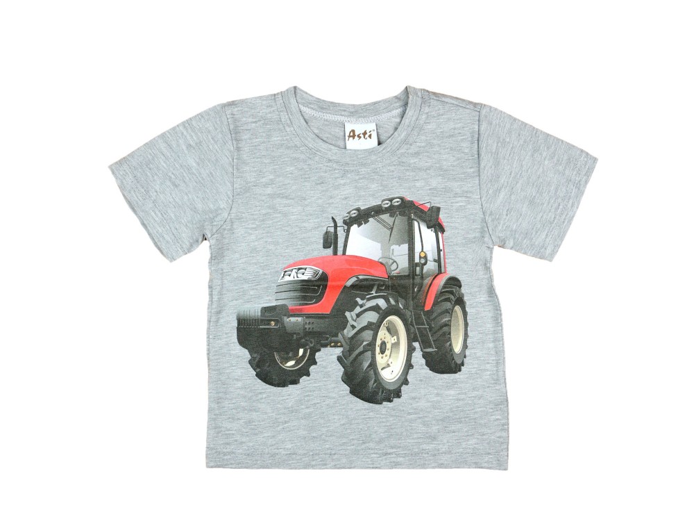 babashop.hu - Fiú rövid ujjú póló traktor mintás szürke