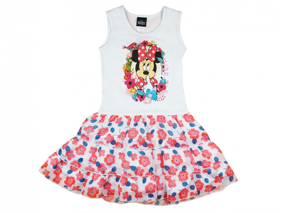 babashop.hu - Disney Minnie ujjatlan virágos muszlin aljú ruha-98