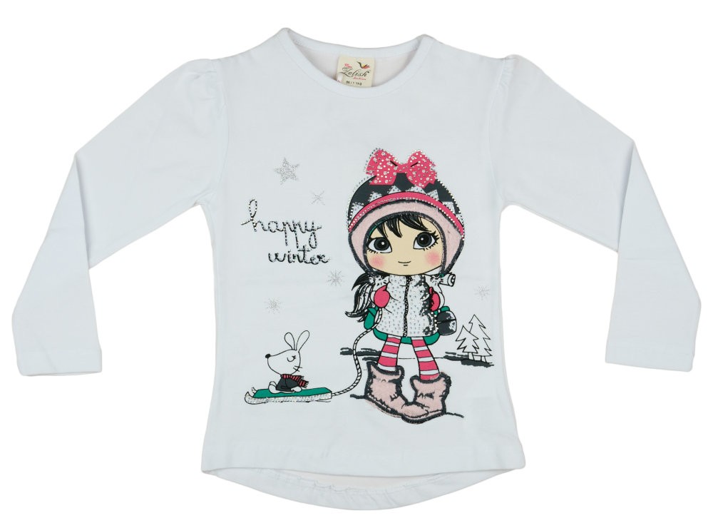 babashop.hu - Lányka hosszú ujjú póló Happy winter (TUR)