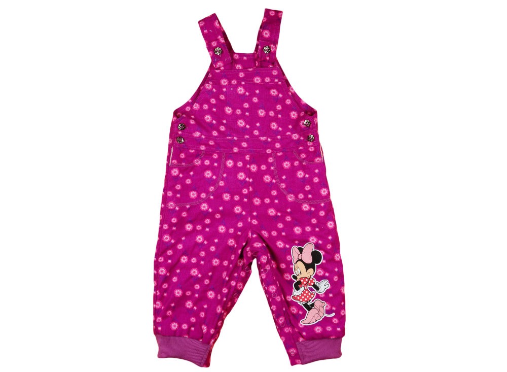 babashop.hu - Disney Minnie lányka bélelt virágos kord kertésznadrág