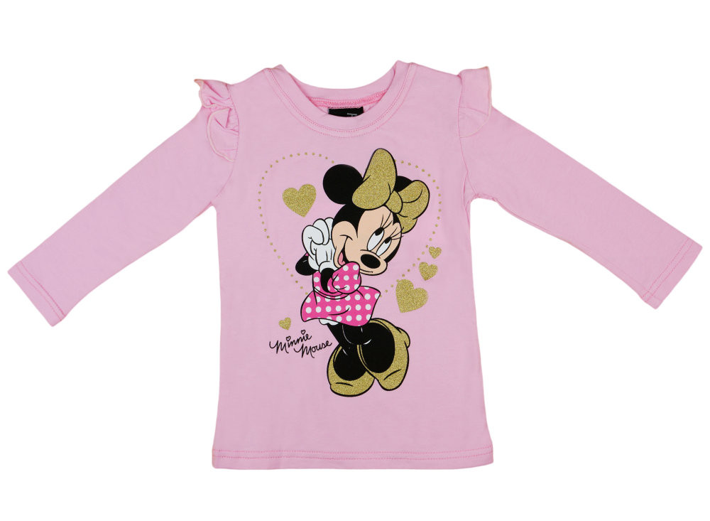 babashop.hu - Disney Minnie mintás, fodros vállú, hosszú ujjú lányka póló
