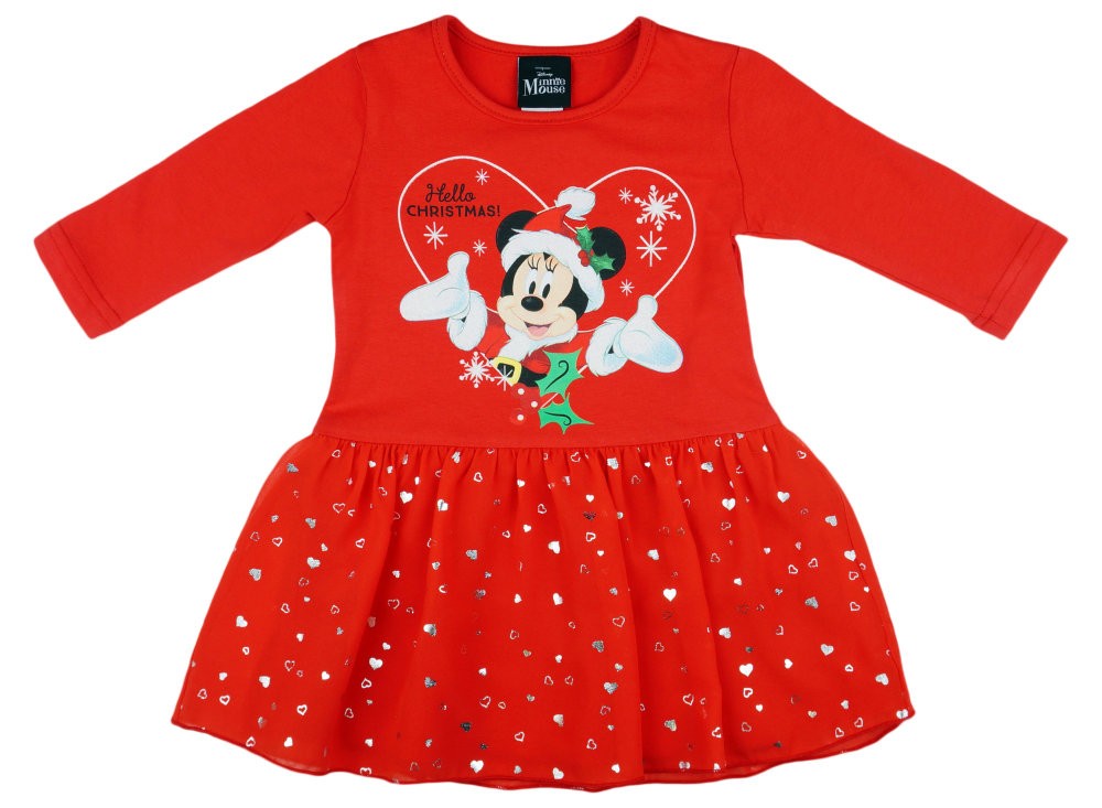 babashop.hu - Disney Minnie hosszú ujjú ruha piros muszlinnal Karácsony