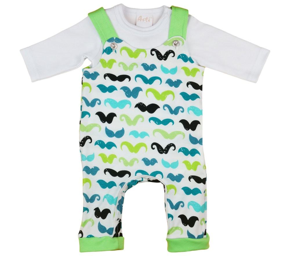 babashop.hu - Bajusz mintás bébi kisfiú rugdalózó/body szett