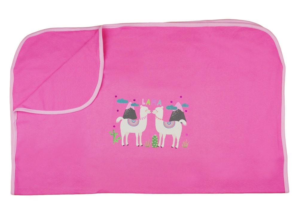 babashop.hu - Világos pink| pamut babatakaró Láma mintával 70x90 cm