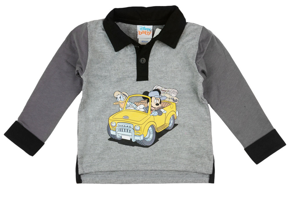 babashop.hu - Disney Mickey egér és Donald kacsa galléros hosszú ujjú fiú póló
