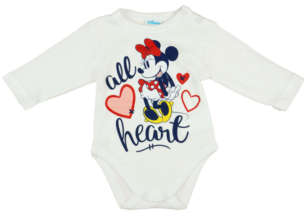 babashop.hu - Disney Minnie hosszú ujjú vállon patentos baba body