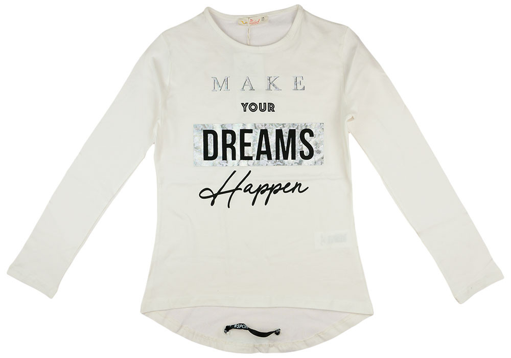 babashop.hu - "Make your dreams" feliratos hosszú ujjú lányka póló
