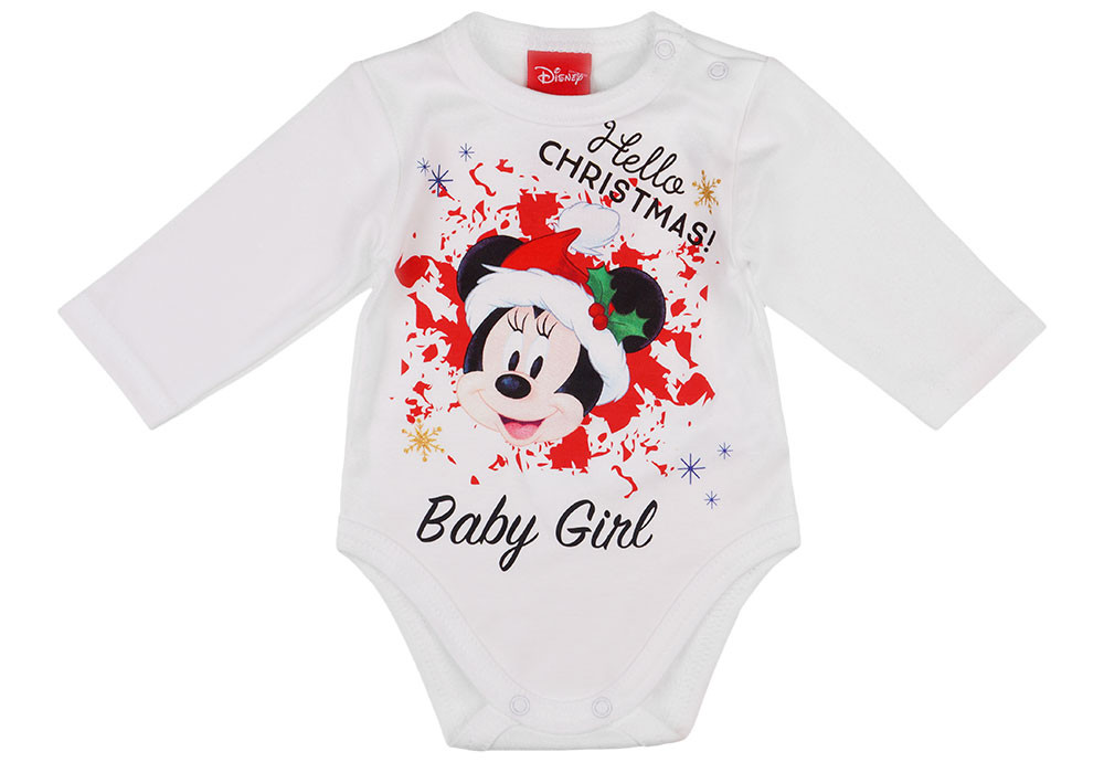 babashop.hu - Disney Minnie "Hello Christmas" feliratos hosszú ujjú baba body