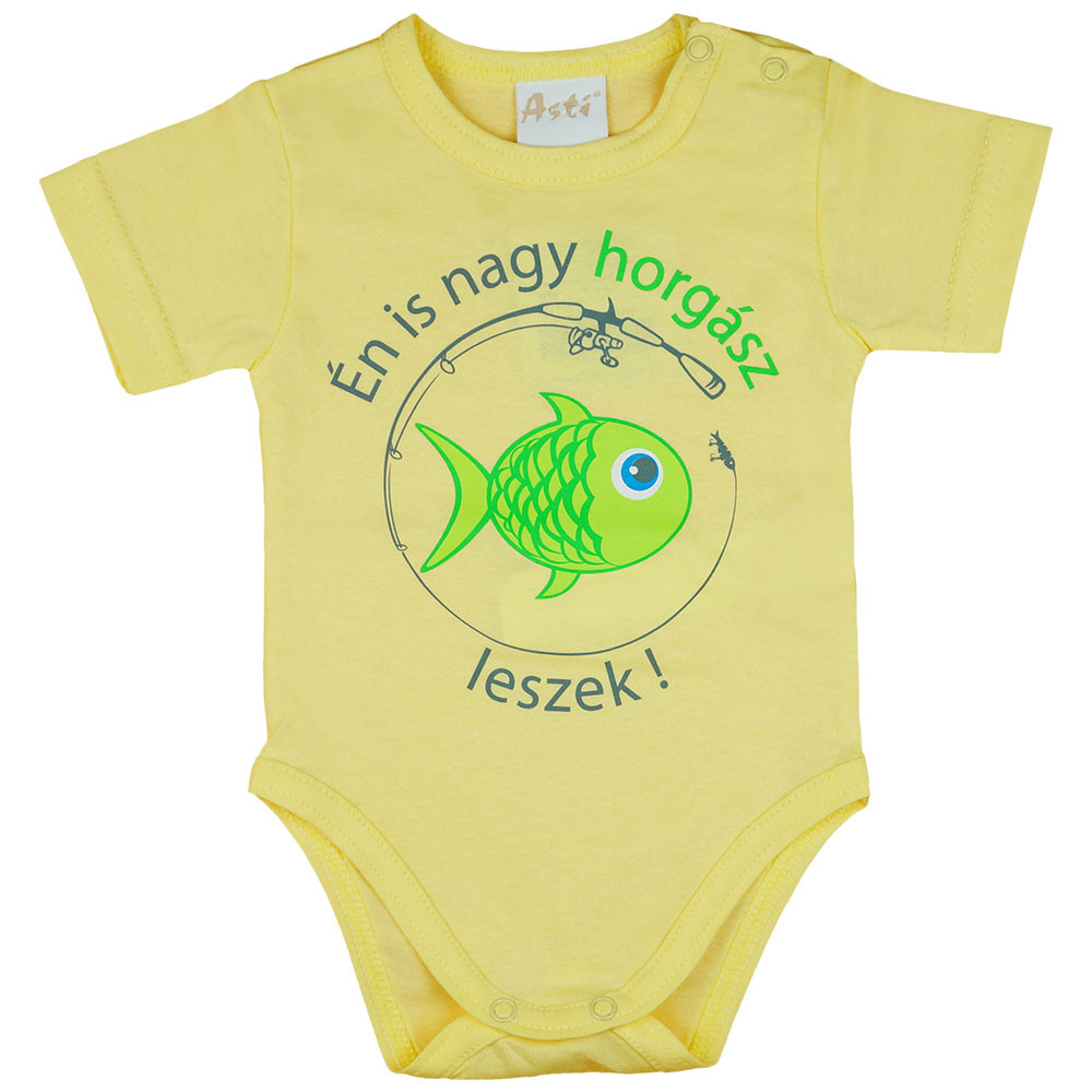 babashop.hu - "Én is nagy horgász leszek" feliratos rövid ujjú baba body