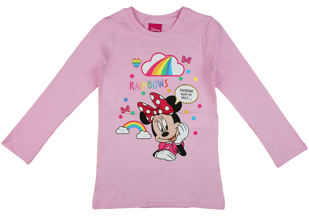 babashop.hu - Disney Minnie szivárványos hosszú ujjú lányka póló