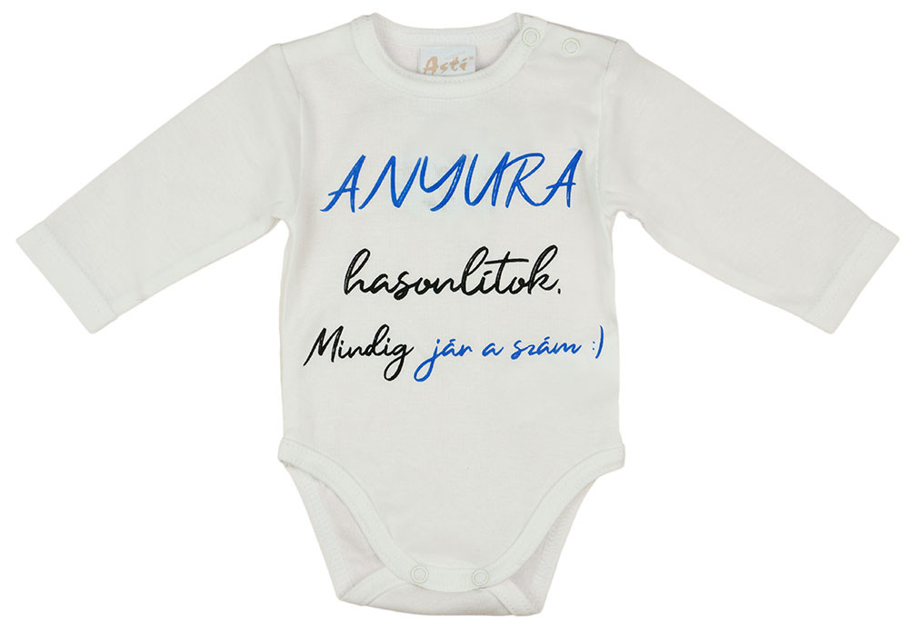 babashop.hu - "Anyura hasonlítok. Mindig jár a szám :)" feliratos hosszú ujjú baba body