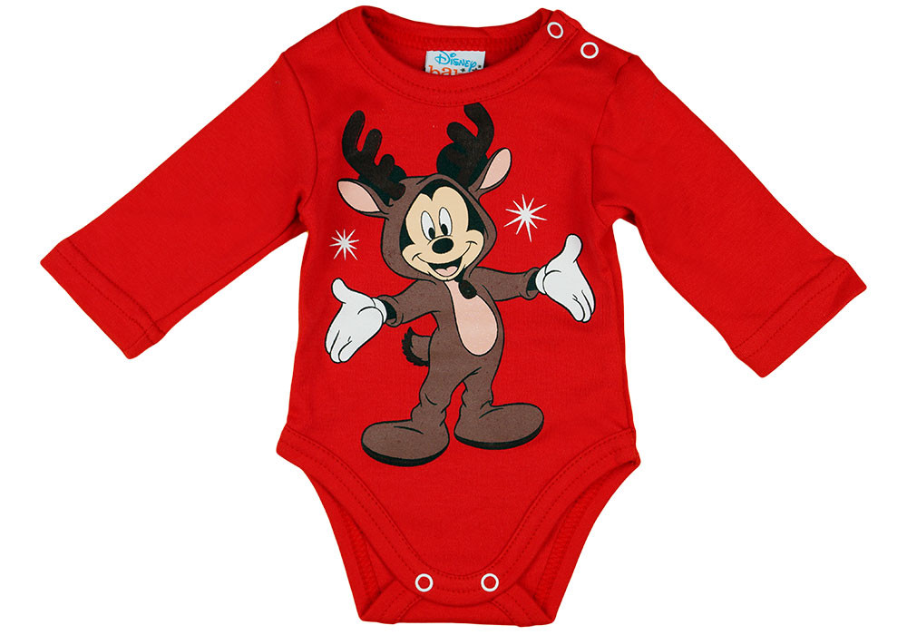 babashop.hu - Disney Mickey karácsonyi hosszú ujjú baba body piros