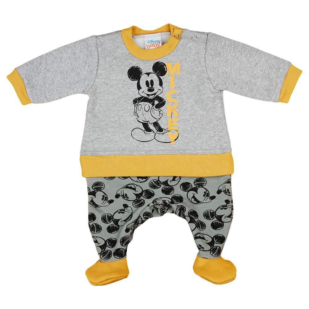 babashop.hu - Hosszú ujjú belül bolyhos baba rugdalózó Mickey egér mintával