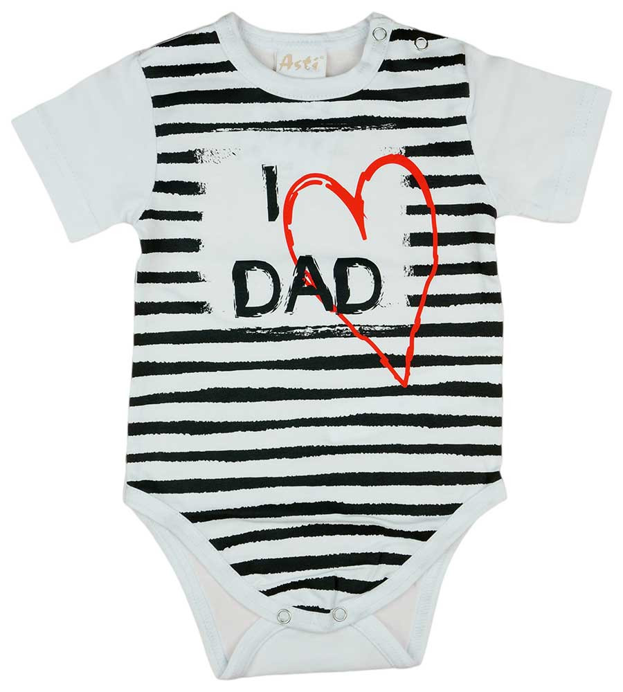 babashop.hu - "I LOVE MY DAD" feliratos rövid ujjú baba body fehér