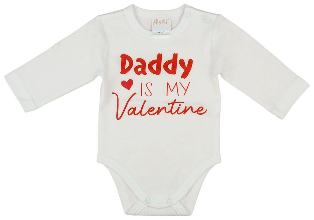 babashop.hu - "Daddy is my Valentine" feliratos valentin napi baba body fehér