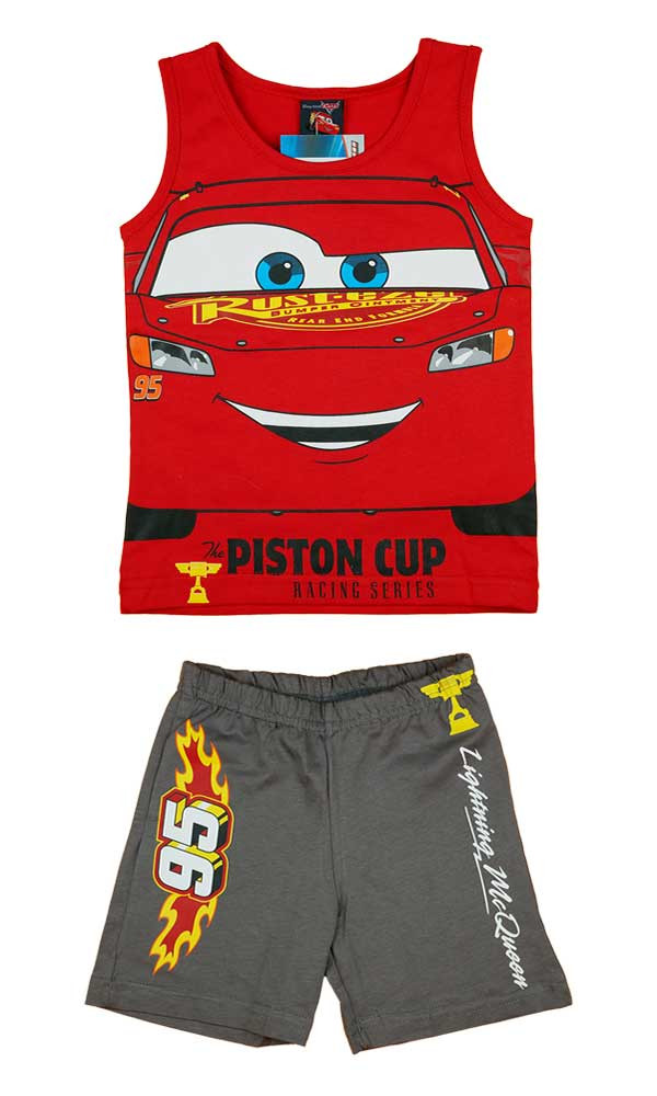 babashop.hu - 2 részes ujjatlan nyári rövidnadrágos kisfiú szett Villám McQueen mintával