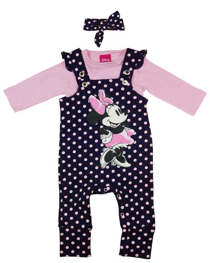 babashop.hu - 3 részes kislány kantáros baba nadrág szett Minnie mintával