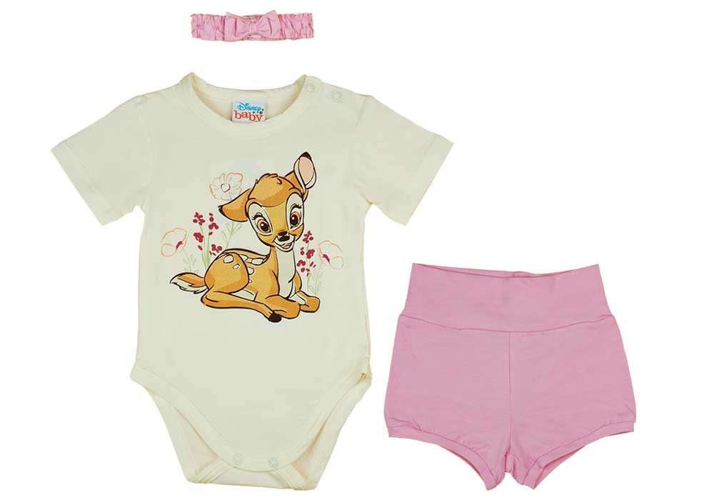 babashop.hu - Rövidnadrágos kislány nyári szett fejpánttal Bambi mintával