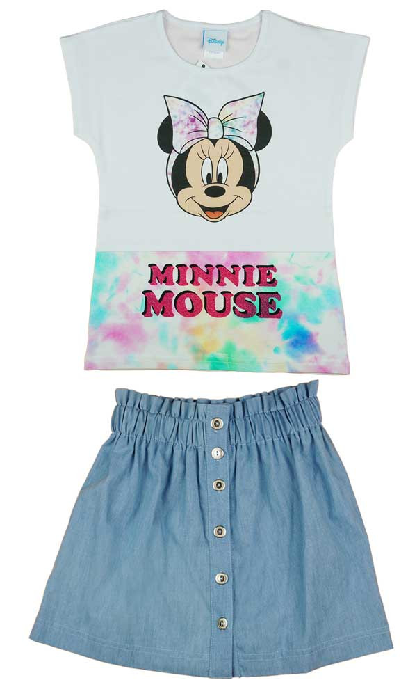 babashop.hu - 2 részes kislány nyári szett szoknyával Minnie egér mintával