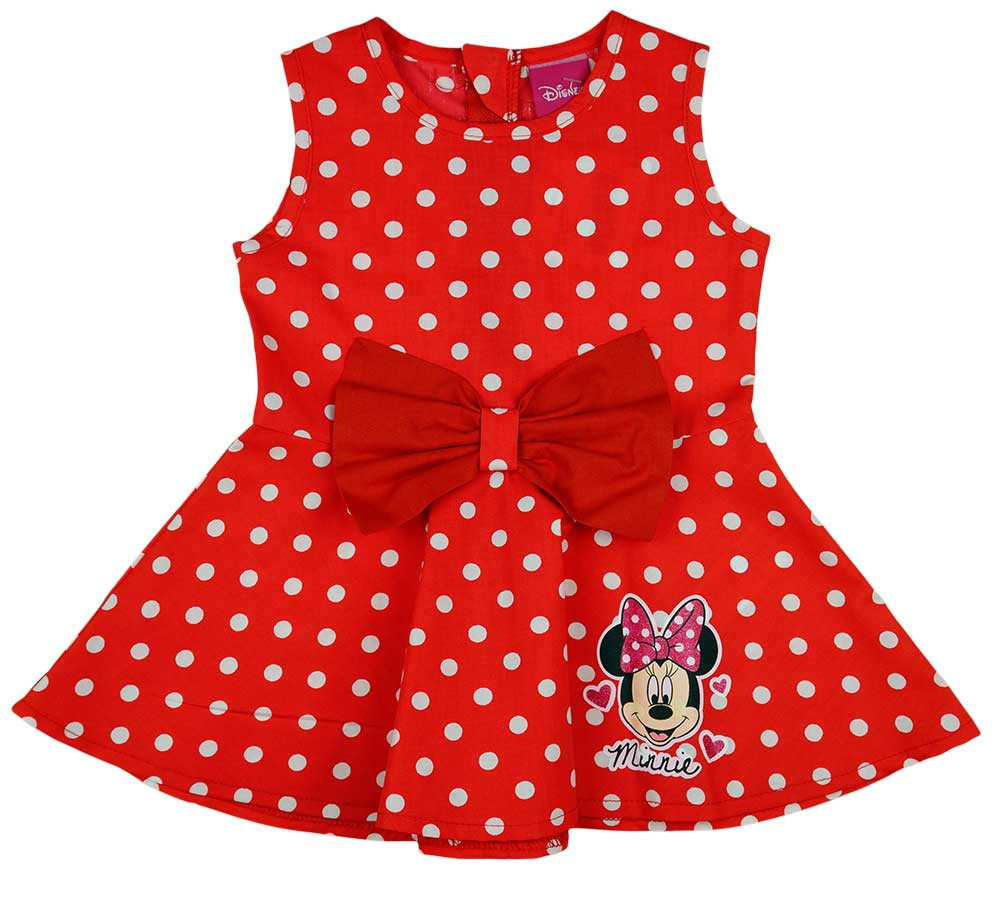 babashop.hu - Pöttyös, pörgős kislány nyári ruha fehér masnival, Minnie egérrel