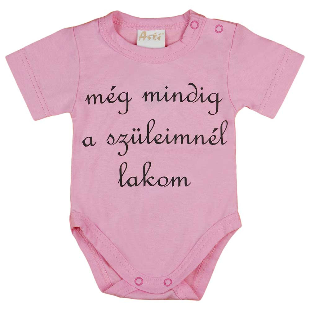 babashop.hu - Rövid ujjú "még mindig a szüleimnél lakom" feliratos baba body