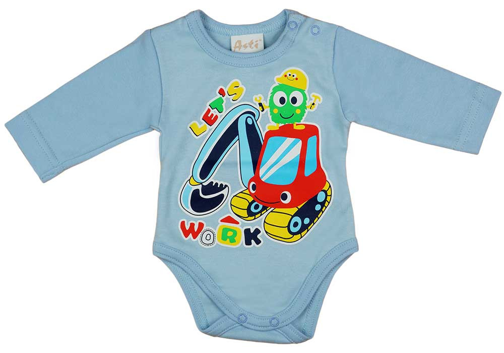 babashop.hu - Hosszú ujjú baba body munkagépes mintával