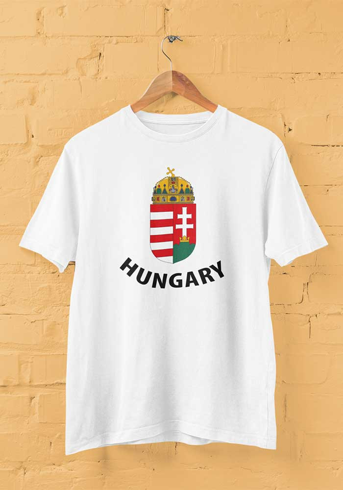 babashop.hu - Rövid ujjú férfi póló magyar címerrel és Hungary felirattal