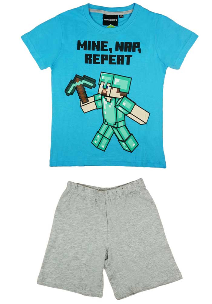babashop.hu - 2 részes nyári fiú pizsama Minecraft mintával