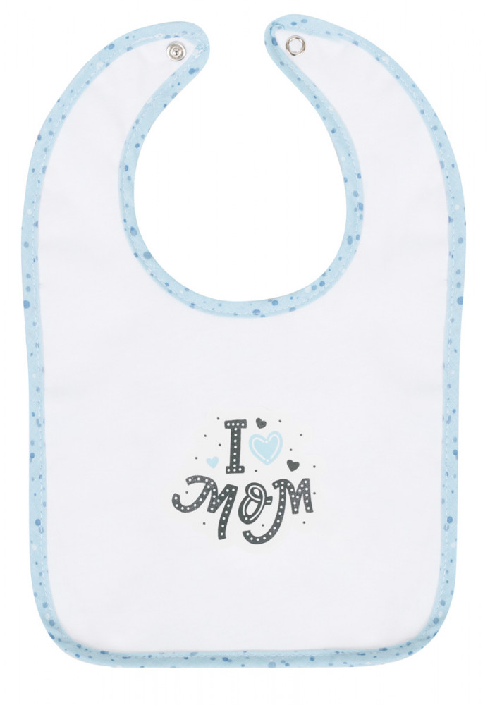 babashop.hu - Bubaba patentos előke - I love Mom kék