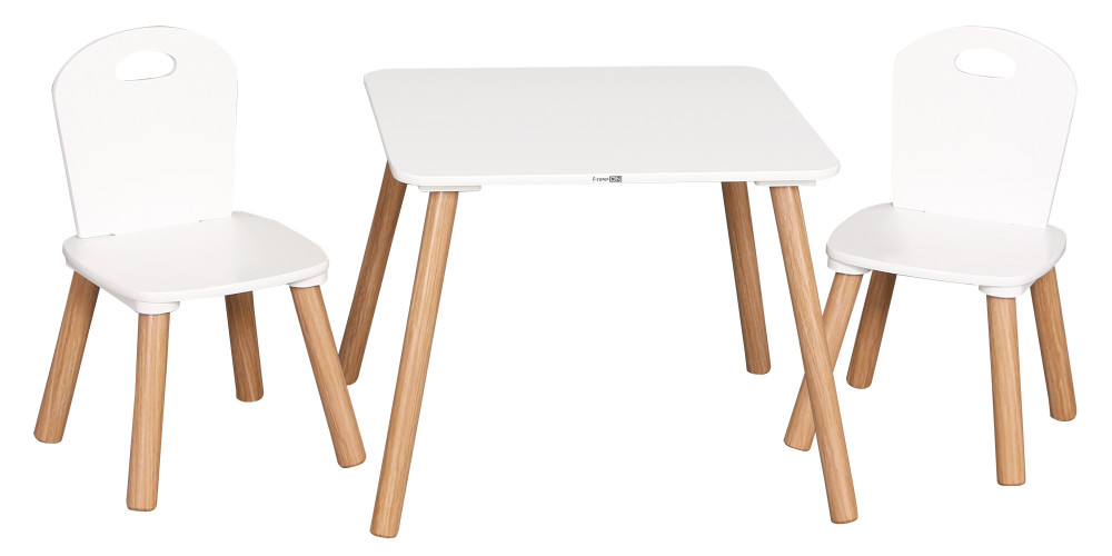 babashop.hu - FreeON Athena gyerek fa asztal, 2 db székkel - fehér