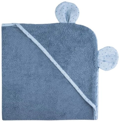 babashop.hu - Bubaba kapucnis törölköző fülekkel 110x75 cm - Elefánt kék