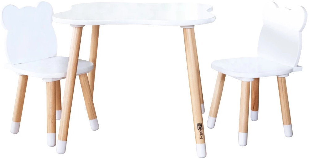 babashop.hu - FreeON Athena gyerek fa asztal 2 db székkel- Macis 