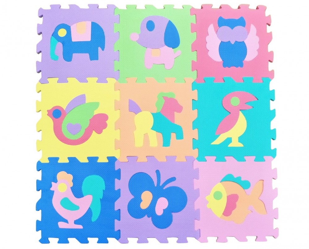 babashop.hu - FreePlay Puzzle játszószőnyeg - Állatok (lila, kék elefánt)