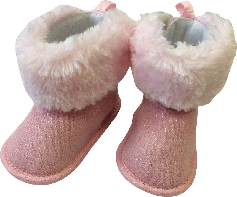 babashop.hu - Bubaba babacipő tépőzáras, szőrmés 9-12 hó - Rózsaszín csillogós