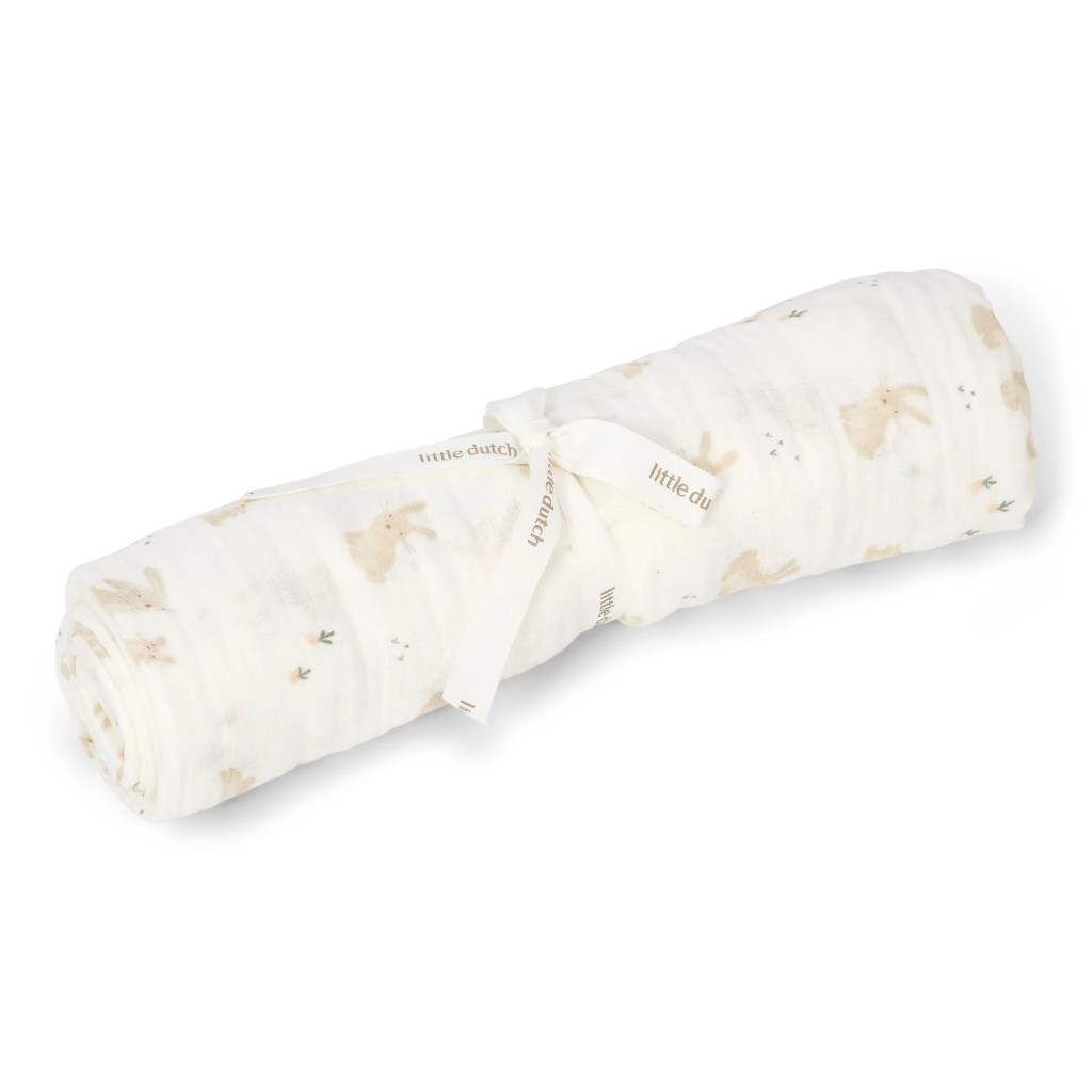 babashop.hu - Little Dutch muszlin textilpelenka 120x120 cm - Baby Bunny