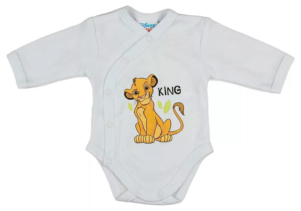 babashop.hu - ABR Hosszú ujjú pamut body - Fehér - Oroszlánkirály (50)