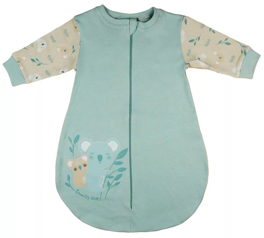 babashop.hu - ABR Hosszú ujjú vékony pamut hálózsák - Zöld - Koala (62)