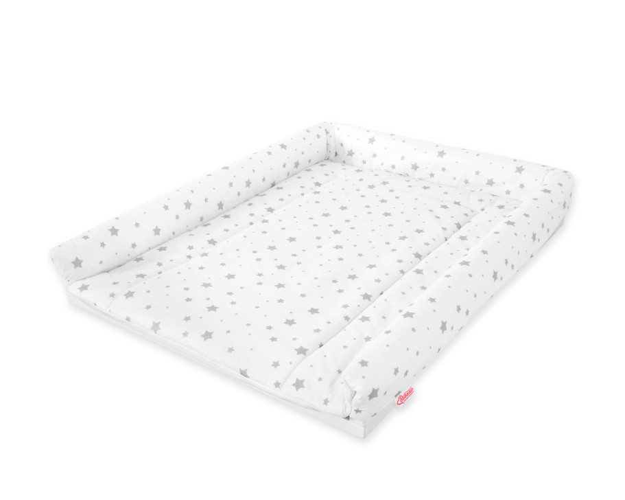 babashop.hu - BabyLion Prémium Puha pelenkázó lap - Fehér alapon szürke csillagok (55x75)