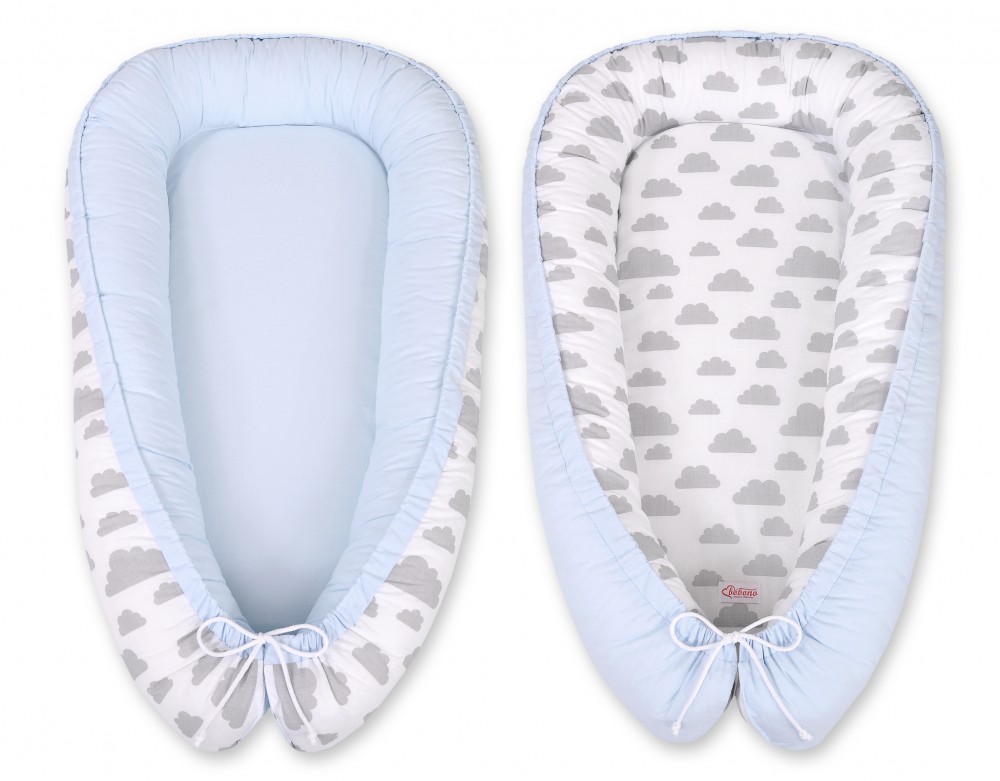 babashop.hu - BabyLion Prémium babafészek - Kifordítható! - Kék - Felhők