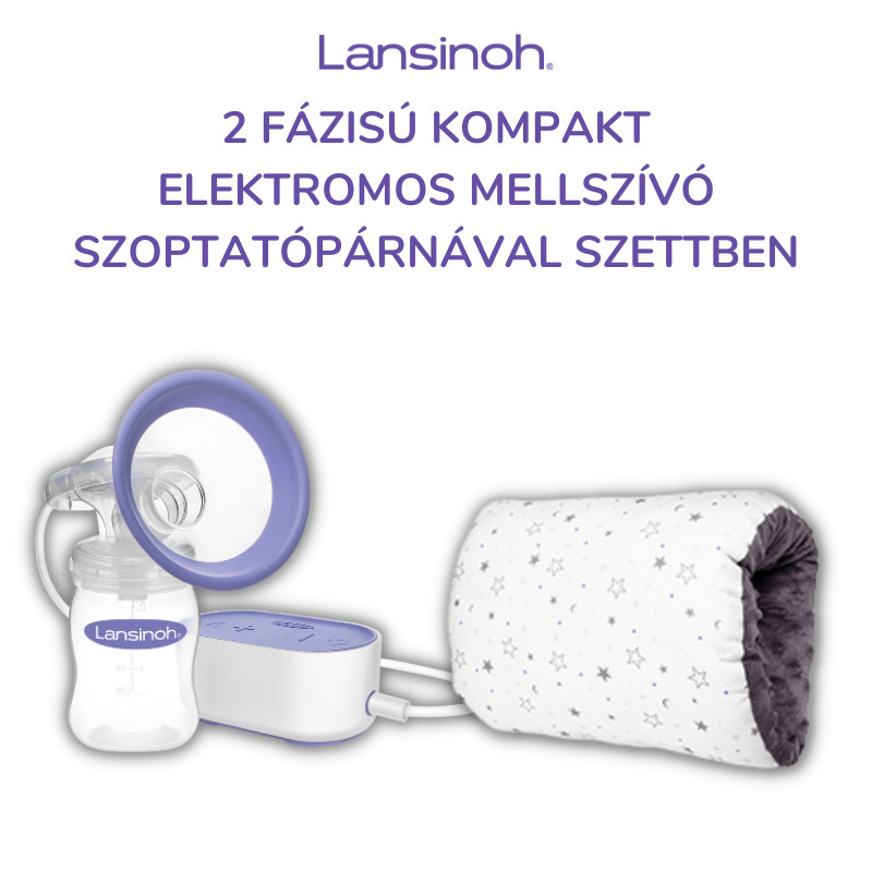 babashop.hu - Lansinoh 2 fázisú kompakt elektromos mellszívó + szoptatópárnával szettben
