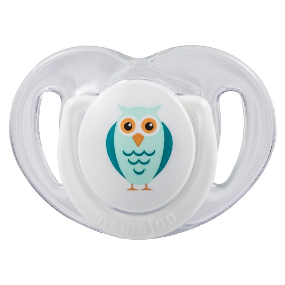 babashop.hu - Mamajoo Ortodontikus cumi tárolódobozzal 0+ - Fehér bagoly
