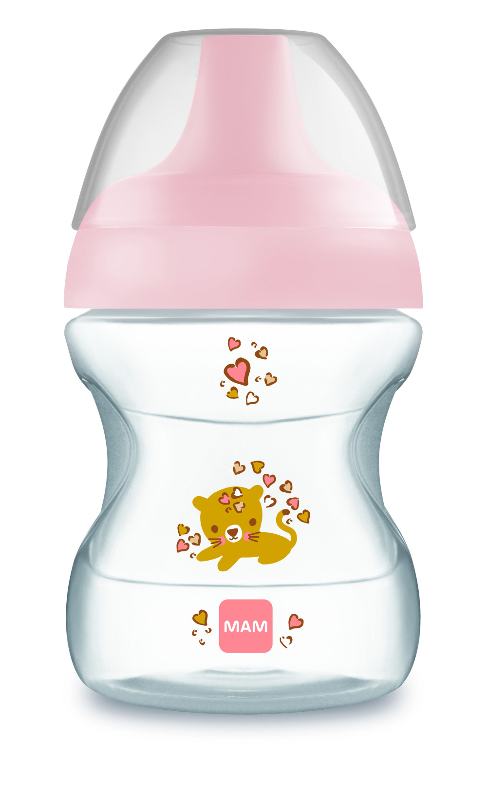 babashop.hu - MAM Learn to Drink ivópohár 190 ml (2023) 6h+ - Rózsaszín - Leopárd