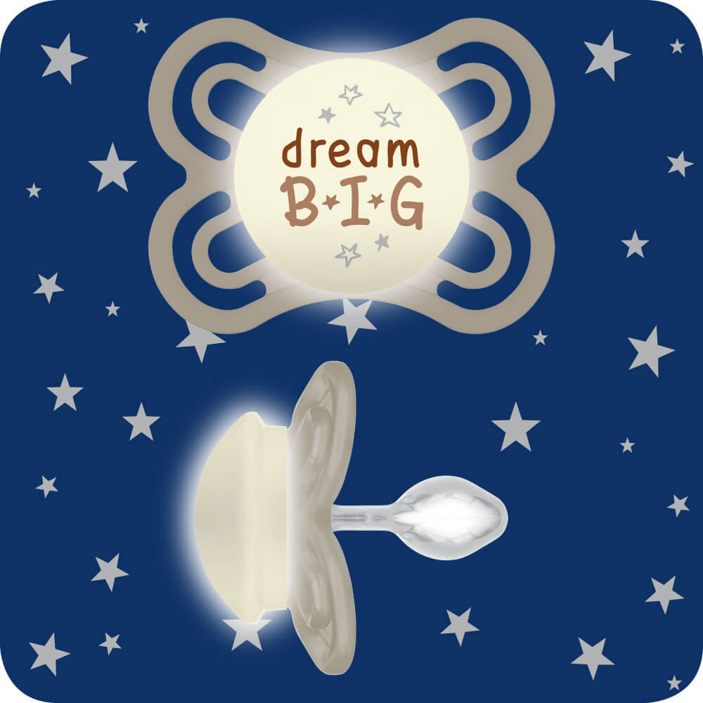 babashop.hu - MAM Perfect éjszakai szilikon cumi (2-6 hónap) - Fehér - Dream big