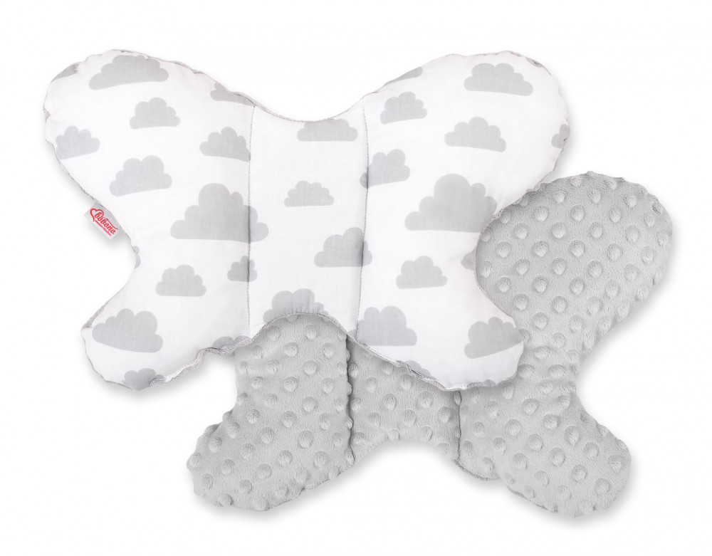 babashop.hu - BabyLion Prémium Minky pillangó párna - Szürke felhők